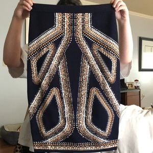 Navy blue knit knee length Jealous Tomato skirt.